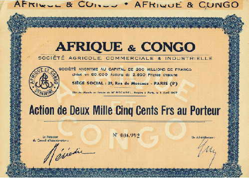 Afrique & Congo, Soc. Agricole, Commerciale & Industrielle